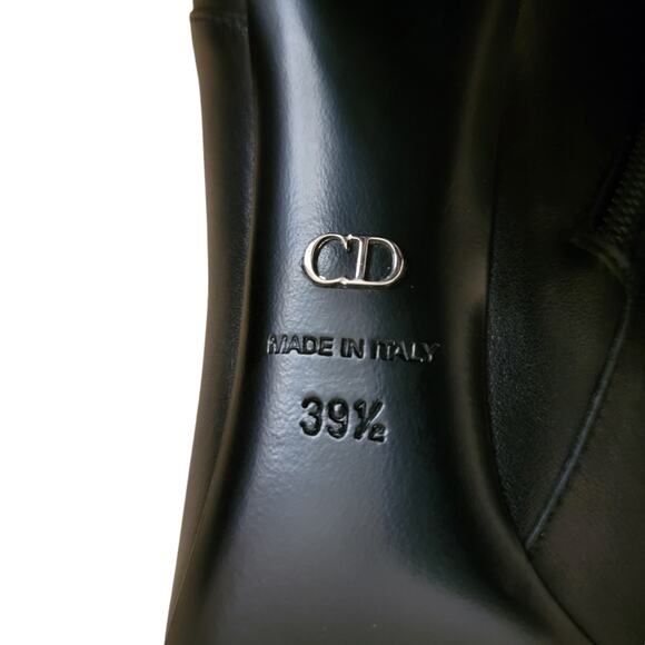 Christian Dior Stellar Black Leather Ankle Boots Studded CD Heel 39.5 9.5 - Picture 4 of 12